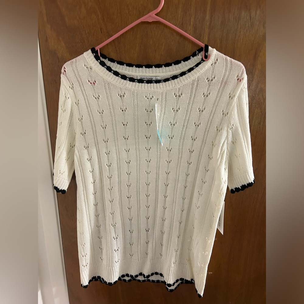 Pink clover-Los pointelle sweater